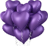 Purple Heart Balloons 10 Pcs 18 Inch Foil Metallic Birthday Valentines Wedding Party Decor
