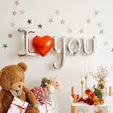38 Inch I Love You Balloons Silver Heart Foil Valentines Wedding Anniversary Party Decor 2 Pcs