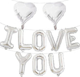 16 Inch Silver I LOVE YOU Balloons Banner with Heart Foil for Romantic Decor