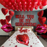 16 Inch Red will you be my girlfriend Balloons Heart Lips Love Foil Decor