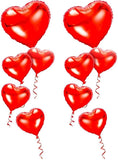 18 Inch Red Heart Foil Balloons Set of 10 for Valentines Day Wedding Party Decor
