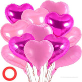 12 Pcs Colorful Heart Balloons 18 Inch Foil Love Balloons for Valentines Wedding Party