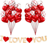 Valentines Balloon Banner Kit 14 Heart I Love You Letter with 35 Red White Balloons