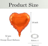 12Pcs 18 Inch Orange Heart Balloons Foil Balloons for Birthday Wedding Party