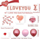 Valentines Day Balloon Decor Set Heart I Love You Foil Pink Rose Gold Balloons
