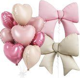 10Pcs Pink White Heart Foil Balloons 18 Inch Bow Balloon Birthday Wedding Party Decor