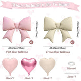 10Pcs Pink White Heart Foil Balloons 18 Inch Bow Balloon Birthday Wedding Party Decor