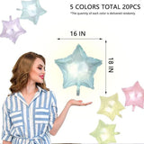 20Pcs Crystal Pastel Clear Star Balloons 18 Inch Transparent Mylar Party Decor