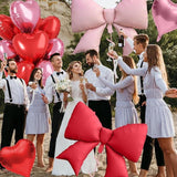 10Pcs Red Pink Heart Foil Balloons 18 Inch Bow Balloon Birthday Wedding Party Decor