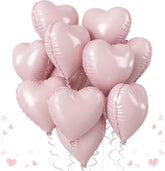 12Pcs Baby Pink Heart Balloons 18 Inch Pearl Foil Balloons Birthday Wedding Party