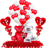 Big Teddy Bear Balloons Set 40 Inch 24Pcs With 2000 Red Rose Petals Romantic Decor