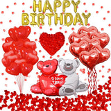 Happy Birthday Decorations For Women Romantic Balloons Set Love Banner Rose Heart Balloons