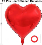 12 Pcs Red Heart Balloons 18 Inch Love Valentines Wedding Birthday Party Decor