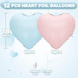 Pink and Blue Heart Balloons 12pcs Pastel Foil for Baby Shower Party Decor