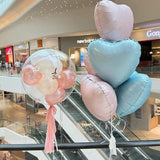 Pink and Blue Heart Balloons 12pcs Pastel Foil for Baby Shower Party Decor