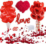50 Red Heart Balloons Latex 18 Inch Foil 42 Inch Love Balloon with Red Petals Valentines Wedding
