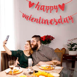 Glitter Happy Valentines Day Banner Pre Assembled Red Heart Party Home Decor