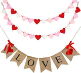 Valentines Decor Burlap Banner Be Mine Hanging Banner with 28 Felt Hearts