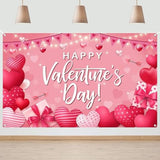 Happy Valentines Day Pink Backdrop Love Heart Banner Party Decor 14 February