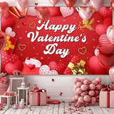 Happy Valentines Day Red Backdrop Love Heart Banner Party Decor 14 February
