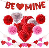 13 Pcs Valentine Paper Kit Party Decorations Flowers Fans Hearts Banner