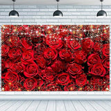 Happy Valentines Day Red Rose Banner Backdrop Large Party Photo Booth Decor