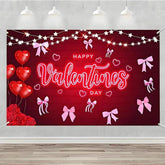 Happy Valentines Day Banner Red Rose Floral Backdrop Wedding Photo Booth Decor