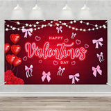 Happy Valentines Day Banner Red Rose Floral Backdrop Wedding Photo Booth Decor