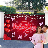 Happy Valentines Day Banner Red Rose Floral Backdrop Wedding Photo Booth Decor