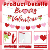 Be My Valentine Banner with Heart Garland Roses Romantic Party Decor