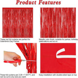 2 Pack Red Tinsel Backdrop Fringe Curtains Valentines Wedding Photo Party Decor