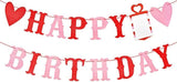 Red Pink Glitter Heart Birthday Banner Valentines Wall Party Decoration