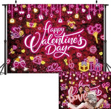 Neon Happy Valentine Backdrop Pink Love Hearts Valentines Day Wall Banner