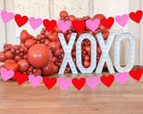 Red Pink Felt Heart Banner 4 Strings Valentines Day Wedding Party Decoration