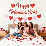 Happy Galentines Day Banner Red Pink Heart Valentines Party Garland
