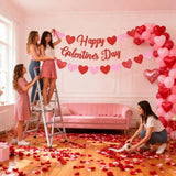 Happy Galentines Day Banner Red Pink Heart Valentines Party Garland