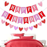 Valentines Day Birthday Banner Red Pink Garland Happy Valentines Party Decor