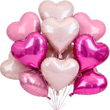 30Pcs 18 Inch Rose Hot Pink Light Pink Heart Balloons Birthday Valentines Party Decor