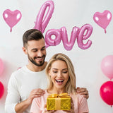 Pink LOVE Foil Balloon Banner with Heart Balloons, Party Decor