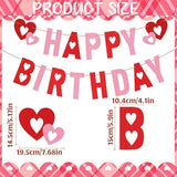Valentines Day Birthday Banner Glitter Heart Hanging Banner Party Home Decor