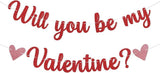 Will You Be My Valentine Banner Red Glitter Romantic Valentines Party Decor