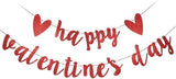 Happy Valentines Day Banner Red Glitter Letters Heart Party Decor for Home Wedding