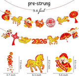 2026 Chinese New Year 2PC Horse Party Banner Lunar Festival Red Decorations
