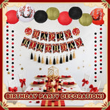 14pcs Hibachi Party Decorations Red Black Gold Lanterns Cherry Blossom Banner