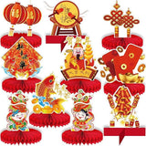 10 Pcs Chinese New Year Party Decorations Red Gold Honeycomb Table Centerpieces