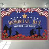 Memorial Day Banner 72 by 48 Inch Patriotic USA Heroes Indoor Outdoor Party Backdrop