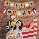 Rustic Burlap USA Banner, Patriotic Star Garland