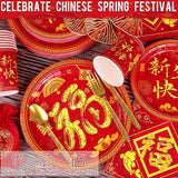 168 Pcs Chinese New Year Party Tableware Set Happy 2026 Horse For 24 Guests