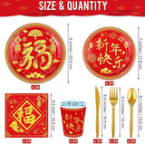 168 Pcs Chinese New Year Party Tableware Set Happy 2026 Horse For 24 Guests