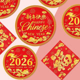 200 Pcs Chinese New Year Party Supplies Disposable Tableware Set For 50 Guests